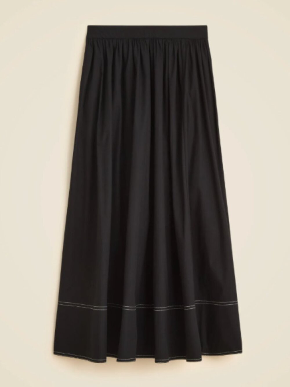 NWT J.Crew Contrast-Stitch Midi Skirt Size 0 Black